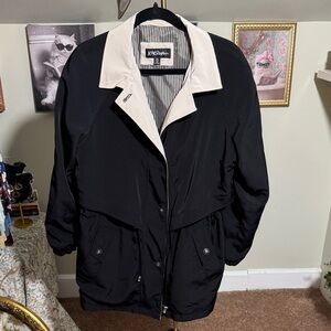 Karizma Black and Cream Short Trench Jacket Missing Hood